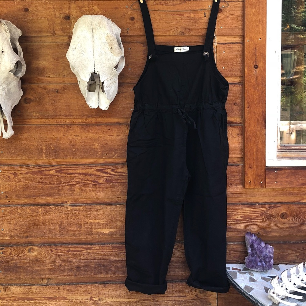 Black linen overalls